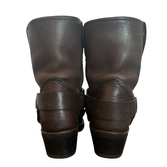 Frye Vintage Smoke Black Leather Square Toe Ankle Harness Boot Size 6 - Picture 4 of 11